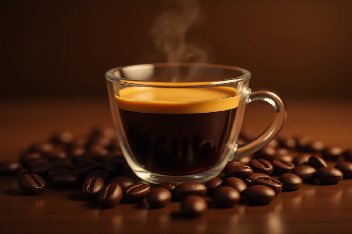 Perfect espresso shot with a thick golden crema