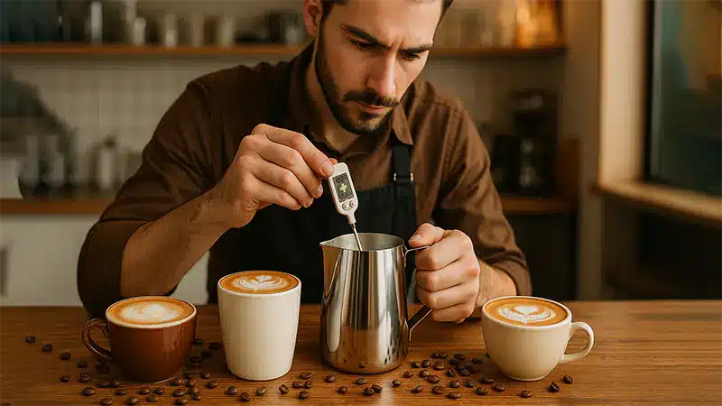 بهترین دمای شیر در تهیه قهوه با شیر (لاته و...) چیست ؟
