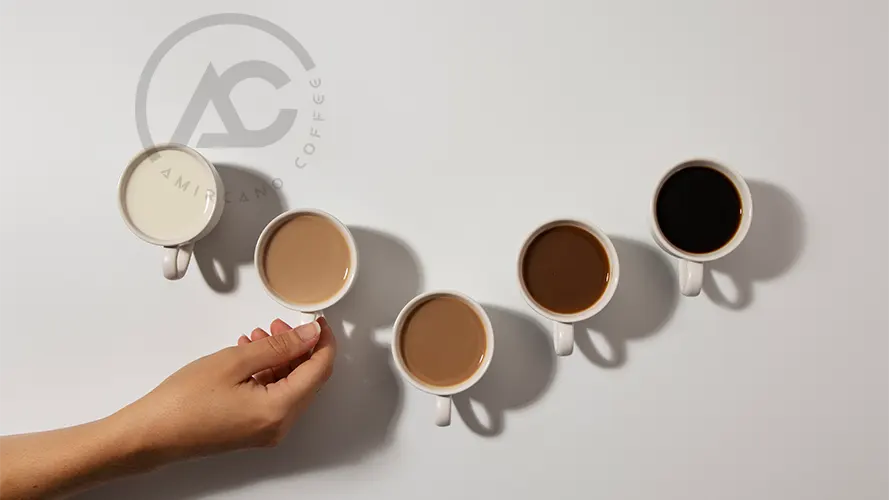 flat lay different coffee cups arrangement