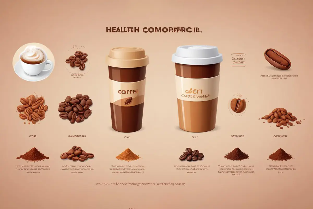 Health comparison infographic coffee beans vs instant coffee powder