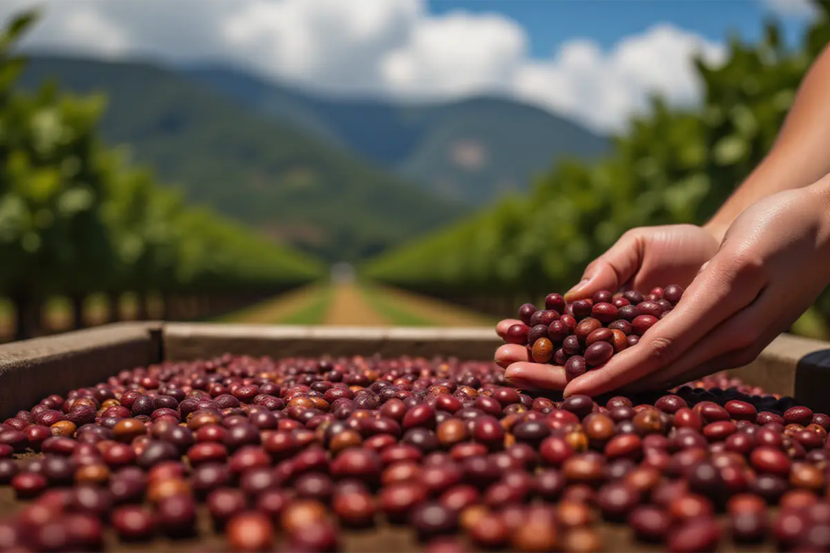 coffee beans being sorted by hand