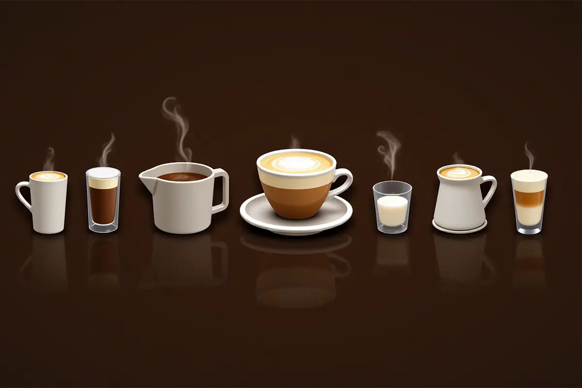 cappuccino preparation from left to right